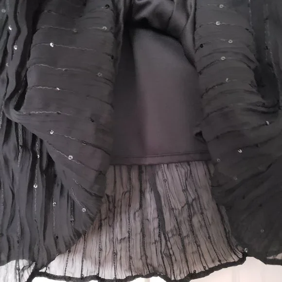 Vintage Ronni Nicole Tiered Sequin Black Skirt, M - Picture 3 of 6